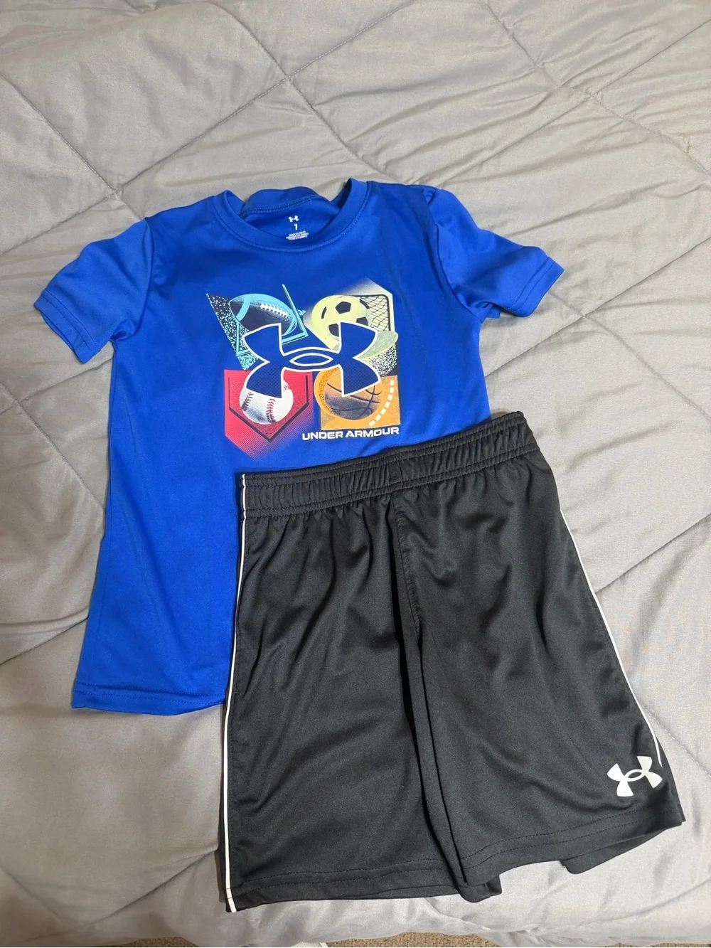 Under Armour Royal Blue Graphic Tee with Black Athletic Shorts